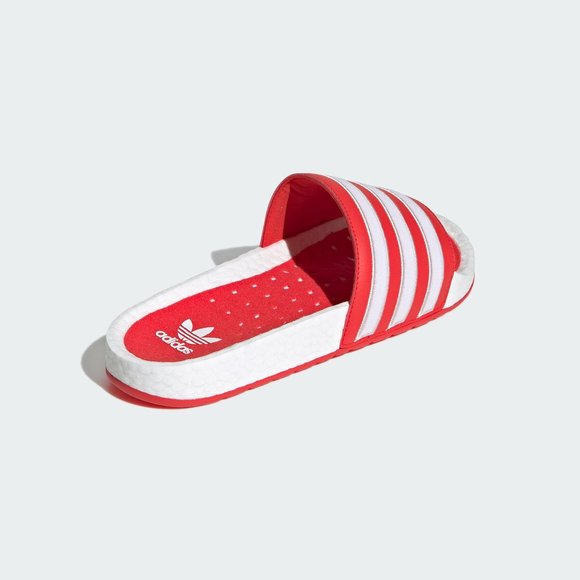 Adidas Adilette Boost Slides Men's Sandals Slippers Flip Flop Red White - Picture 2 of 6